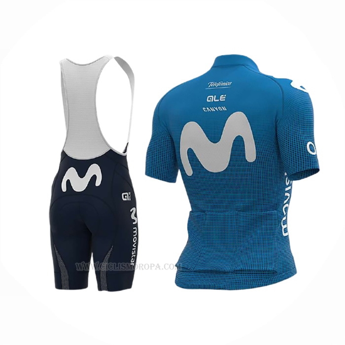 2020 Ropa Ciclismo Movistar Blanco Azul Mangas Corta y Culotte Corto